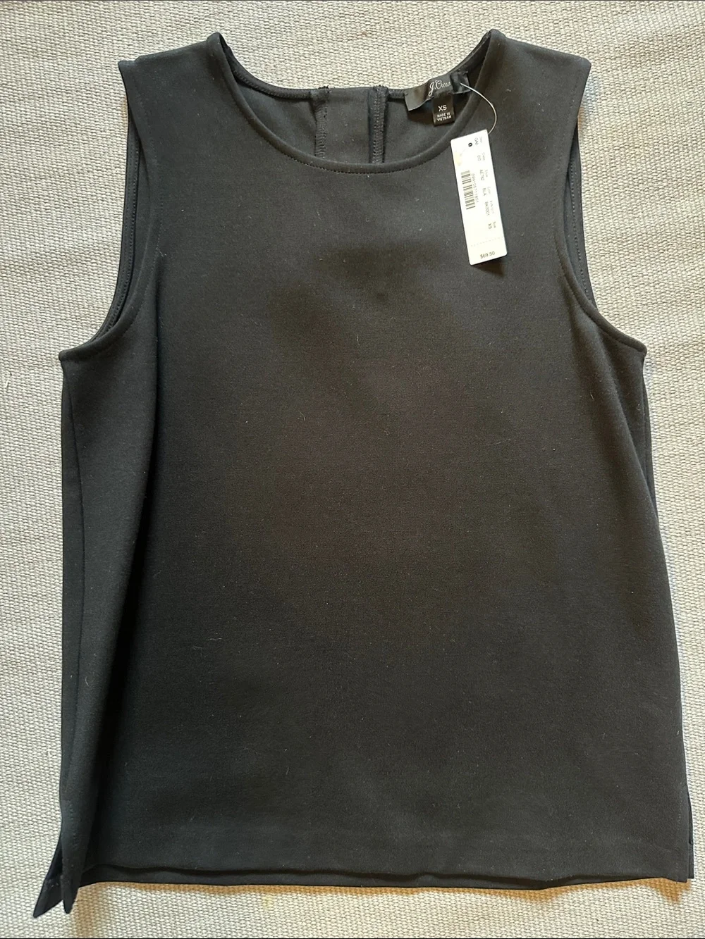 J. Crew Black Sleeveless Crewneck Tank Top with jeweled back detail